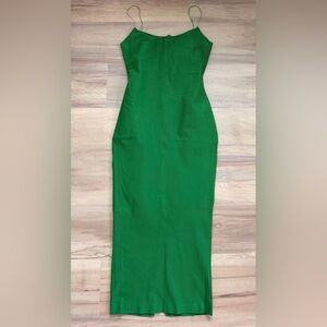 Chic Green Midi Dress with Spaghetti Straps